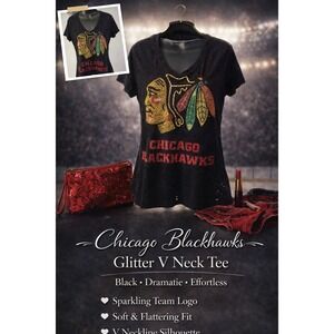 Womens XL Chicago Blackhawks Patrick Kane 88 Glitter V Neck T Shirt